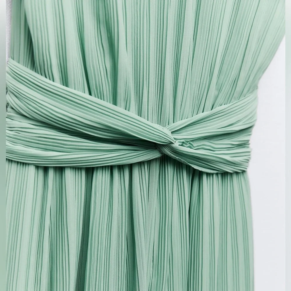 ZARA CLASSY KNOTTED PLEATED JUMPSUIT - Picture 7 of 9